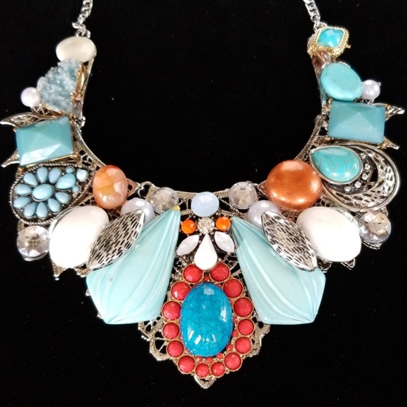 Repurposed Vintage Jewelry Statement Necklace - Picture 12 of 12